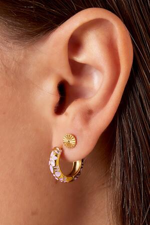 Stainless steel earrings with flower pattern Pink h5 Picture3
